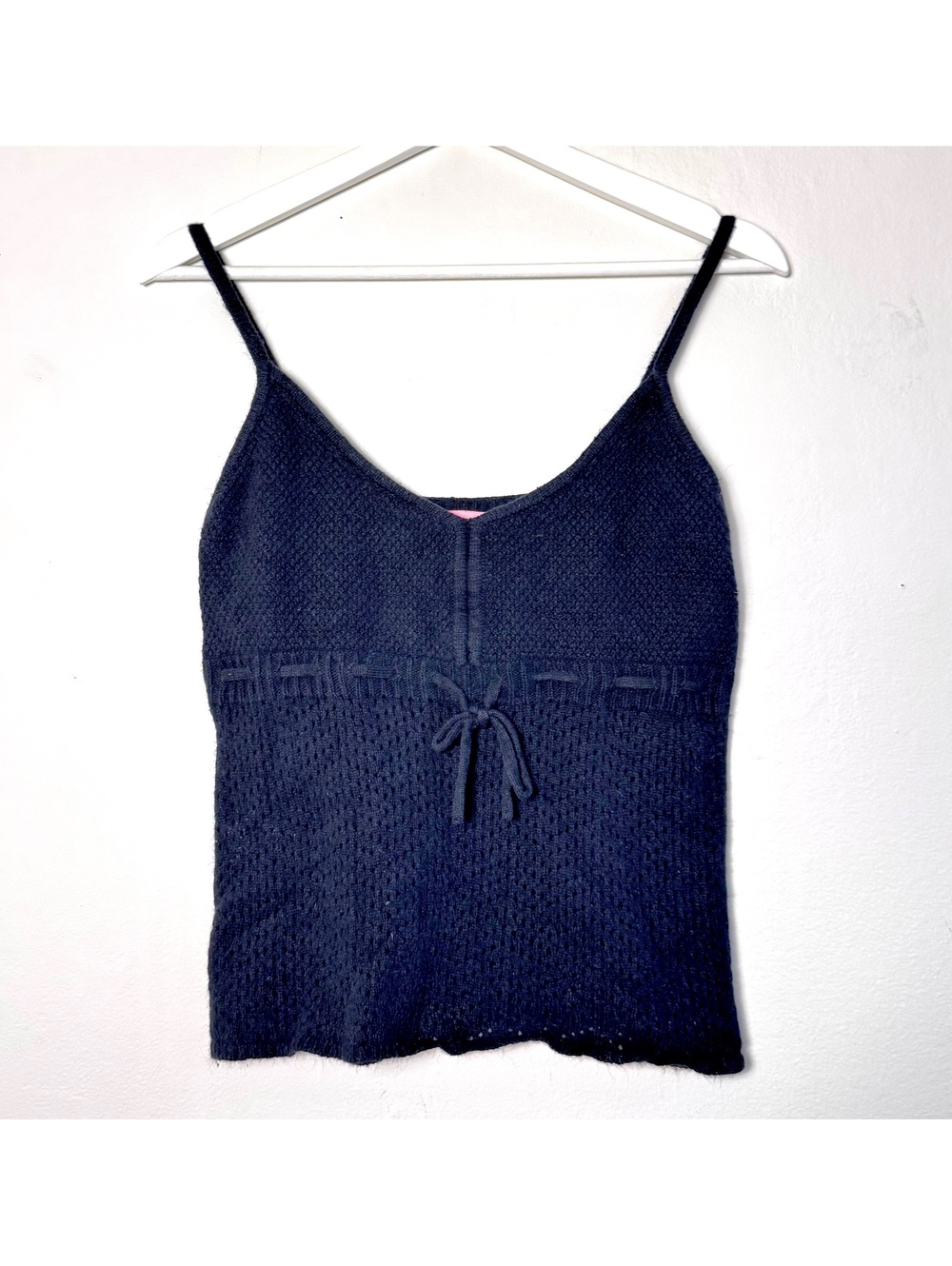Black knit crochet tank top camisole Stella Forest size M